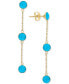 ფოტო #3 პროდუქტის EFFY® Turquoise (5mm) Drop Earrings in 14k Gold