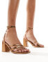 London Rebel Audrey block heel strappy sandal in bronze Bronze-Metallic, 36 - фото #1