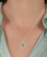 Swiss Blue Topaz (5/8 ct. t.w.) & Diamond (1/6 ct. t.w.) Princess Heart Filigree Pendant Necklace in Sterling Silver & 10k Gold, 16" + 2" extender