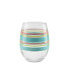 Фото #2 товара Deco Fashion Peony Stripes Stemless 4 Piece Wine Glass Set, 15 oz