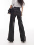 Topshop faux leather jogger style straight leg trouser in black