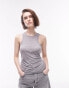 Фото #2 товара Topshop premium slinky racer vest in grey marl