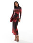 Фото #1 товара Daska high neck maxi dress in dark ombre print