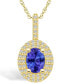 ფოტო #1 პროდუქტის Tanzanite (1-1/4 Ct. t.w.) and Diamond (1/2 Ct. t.w.) Halo Pendant Necklace