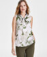 Фото #1 товара Women's Tie-Neck Floral-Print Sleeveless Top