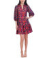 Women's Mixed-Print Collared Split-Neck Dress