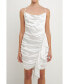 ფოტო #4 პროდუქტის Women's Asymmetrical Waterfall Draped Satin Mini