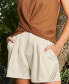 ფოტო #2 პროდუქტის Women's Beige Woven & Crochet Straight Leg Shorts