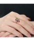 ფოტო #1 პროდუქტის Stylish Sterling Silver 18K Rose Gold Plated with Multi-color Cubic Zirconia Top Ring