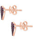 ფოტო #5 პროდუქტის EFFY® Sapphire Pavé Heart Stud Earrings (1/3 ct. t.w.) in 14k Gold (Also available in Ruby)