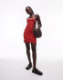 Фото #1 товара Topshop tipped contrast rib mini dress in red and ecru