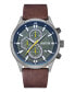 ფოტო #1 პროდუქტის Men's Dress Sport Brown Synthetic Leather Strap Watch, 47mm