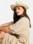 ASOS DESIGN straw fedora hat with black band in natural