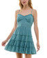 ფოტო #1 პროდუქტის Juniors' Tiered Lace-Up Ruffled Mini Dress