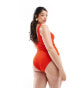 Фото #4 товара ASOS DESIGN Curve crinkle scoop low back swimsuit in tomato red