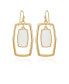 Gold-Tone White Acrylic Rectangular Hoop Earrings