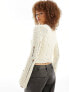 ASOS DESIGN crew neck jumper in open stitch in textured yarn in cream