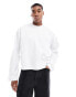 ASOS DESIGN heavyweight oversized step hem long sleeved t-shirt 240gsm in white