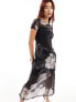 AllSaints Hanna Valley mesh midi dress in floral black