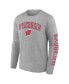Фото #2 товара Men's Heather Gray Wisconsin Badgers Distressed Arch Over Logo Long Sleeve T-shirt