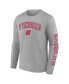 Men's Heather Gray Wisconsin Badgers Distressed Arch Over Logo Long Sleeve T-shirt