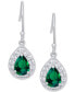 ფოტო #1 პროდუქტის Green Quartz (1-1/3 ct. t.w.) & Lab Grown White Sapphire (1/2 ct. t.w.) Teardrop Halo Drop Earrings in Sterling Silver