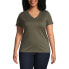 Фото #7 товара Plus Size Relaxed Supima Cotton Short Sleeve V-Neck T-Shirt