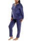 Фото #6 товара Women's 2-Pc. Velour Henley Pajamas Set