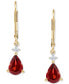 ფოტო #3 პროდუქტის Garnet (1-3/4 ct. t.w.) & Diamond (1/20 ct. t.w.) Leverback Drop Earrings in 14k Gold