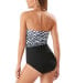 Фото #2 товара Tommy Bahama 284729 Zanzibar Zebra Stripe One-Piece Bandeau Swimsuit, Size 12