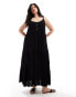 Yours tiered cami maxi dress in black