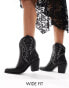 Фото #2 товара Glamorous Wide Fit western ankle boots in black