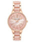 ფოტო #1 პროდუქტის Women's Rose Gold-Tone & Pink Marble Acrylic Bracelet Watch 37mm