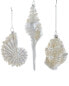 Фото #1 товара Kurt Adler Set Of 3 6.5-8.25In Glass Shell & Pearl Ornaments Multicolor