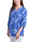 ფოტო #2 პროდუქტის Women's Knit Jacquard 3/4 Sleeve Roll Tab Top