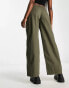 Фото #4 товара Monki wide leg trousers in khaki