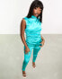 Фото #8 товара Amy Lynn Elvis disco stretch top in aqua co-ord