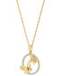 ფოტო #3 პროდუქტის Diamond Butterfly Open Circle Pendant Necklace (1/10 ct. t.w.) in 14k Gold-Plated Sterling Silver, 16" + 2" extender