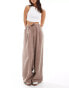 ASOS DESIGN cord wide leg pull on trouser in neutral