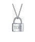 ფოტო #4 პროდუქტის Plain Simple Couples Functional Lock Pendant Charm Lovers Padlock Necklace For Women Solid Sterling Silver Chain 16 Inch