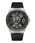 ფოტო #1 პროდუქტის Men's Automatic Black Genuine Leather Watch 43.5mm