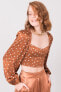 Фото #3 товара Женская укороченная блузка с длинным объемным рукавом и геометричным вырезом Factory Price