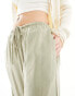 Фото #5 товара Cotton On wide leg relaxed trousers with drawstring waist in sage