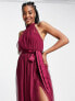 Anaya With Love Tall Bridesmaid halter neck dress in red plum - RED