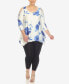 Plus Size Floral Printed Cold Shoulder Tunic Top