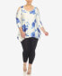 Фото #4 товара Plus Size Floral Printed Cold Shoulder Tunic Top