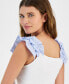 Women's Cotton Ruffle-Strap Tank Top