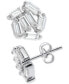 Rhodium-Plated Rectangle Crystal Cluster Stud Earrings