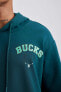 Fit Nba Milwaukee Bucks Standart Fit Kapüşonlu Kalın Sweatshirt A9675ax23wn