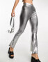 Фото #3 товара Threadbare festival wide leg trousers co-ord in silver